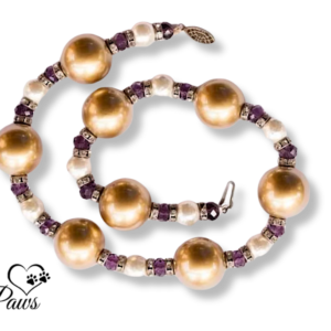 Gold Pearl Beads with Purple Swarovski Crystals and Cultured Pearls (L)