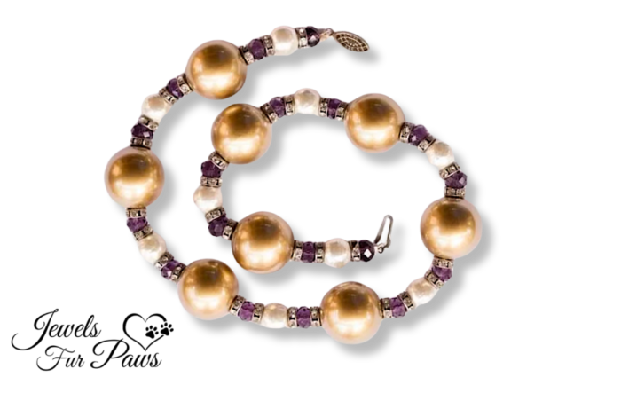 Gold Pearl Beads with Purple Swarovski Crystals and Cultured Pearls (L)
