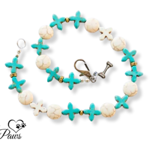Turquoise Blue Crosses White Howlite Crosses and White Turquoise Discs (M)