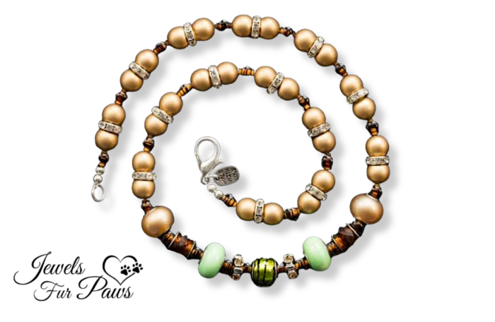 Gold Pearl Beads Tigers Eye Beads with Jade Green (XL)