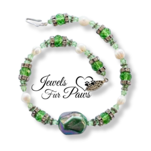 Green Bauble Bead with Green Czech Crystals and Cultured Pearls (S)