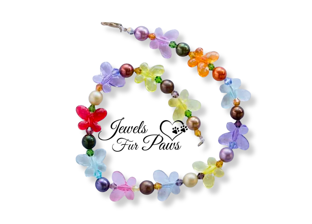 Multi-Color Butterflies with Iridescent Pearl Beads (M)