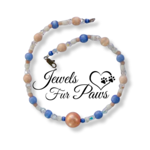 Large Salmon Pink Pearl Bead with Blue Cats Eye and White Beads (M)