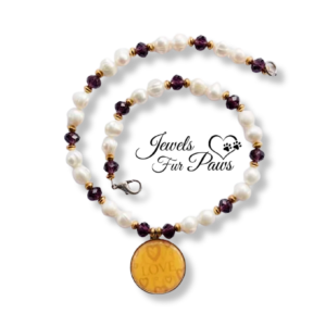 Cultured Pearls and Amethyst Czech Crystals with Love Charm Pendant (M)