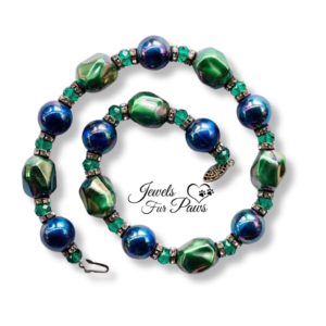 Iridescent Green Bauble Beads with Iridescent Blue Pearl Beads (L)
