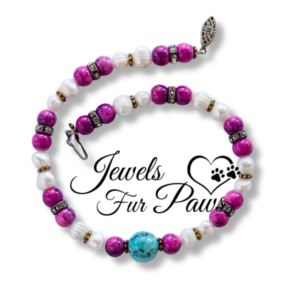 Fuschia Pink Marbleized Beads with Cultured Pearls and Large Turquoise Bead (M)