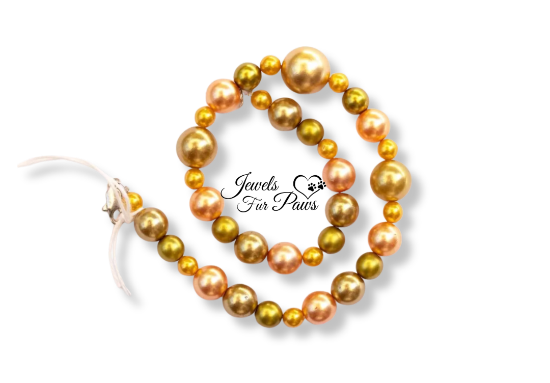 Pale Orange and Pale Olive Green Pearl Beads (M)