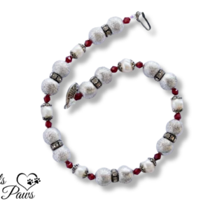 Hammered Silver Beads and Cultured Pearls with Red Czech Crystal Spacers (S)