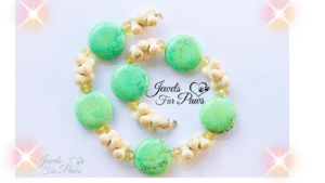 Bone and turquoise beaded dog necklace with Swarovski crystals, handcrafted for small to medium-sized pets.