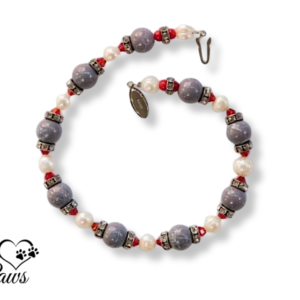 Blue Marble Beads with Cultured Pearls and Red Czech Crystals (S)