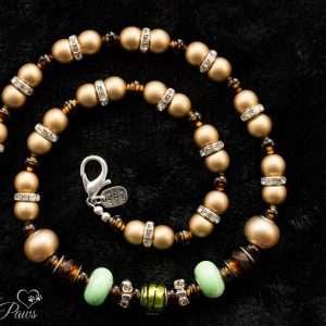 Gold Pearl Beads Tigers Eye Beads with Jade Green (XL)
