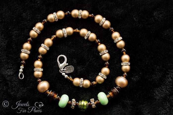 Gold Pearl Beads Tigers Eye Beads with Jade Green (XL)