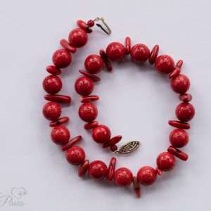 dog cat pet necklaces pet jewelry red coral beads and coral branches on white background
