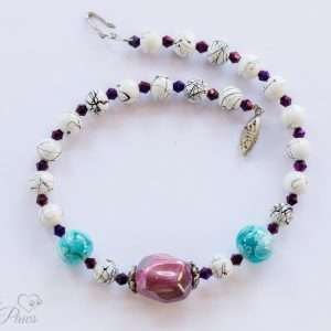 Faceted Magenta Bauble and Marbelized Pearl Beads (M)
