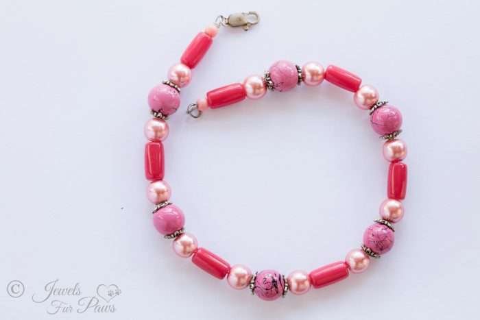 Hot Pink Barrel Beads with Marble Pink Beads (S)