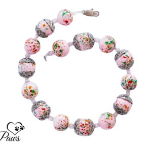 Speckled Beads in Blush Pink Silver Filigree Spacers (S)