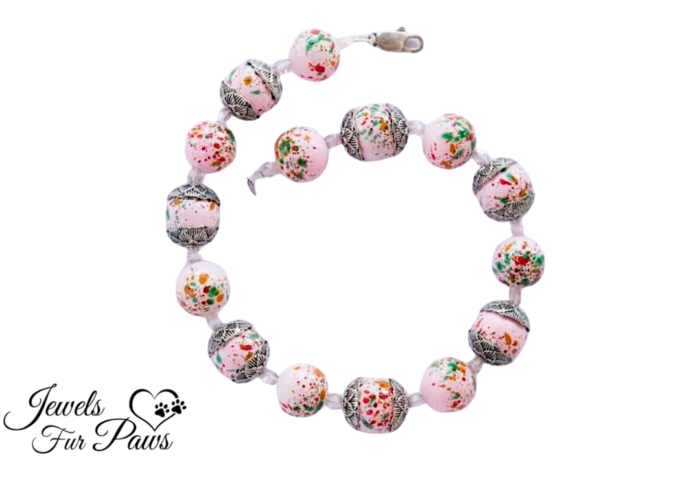 Speckled Beads in Blush Pink Silver Filigree Spacers (S)