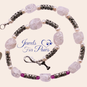 Rose Quartz Beads, Ruby Red Czech Crystals, Cultured Pearl Beads, and Silver Barrel Rondels (S) 11"