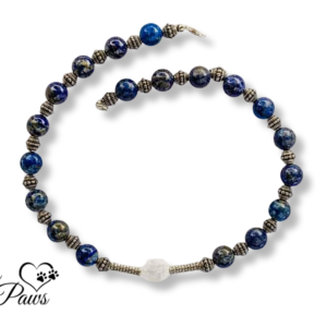 Blue Lapis Lazuli Beads with White Cracked Glass Center Bead (M)