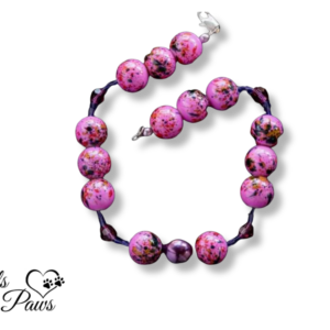 Hot Pink Speckled Beads with Purple Pearl and Purple Crystal Spacers (S)
