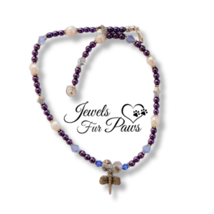 Dragonfly Charm Pendant with Cultured Pearls and Purple Beads (S)