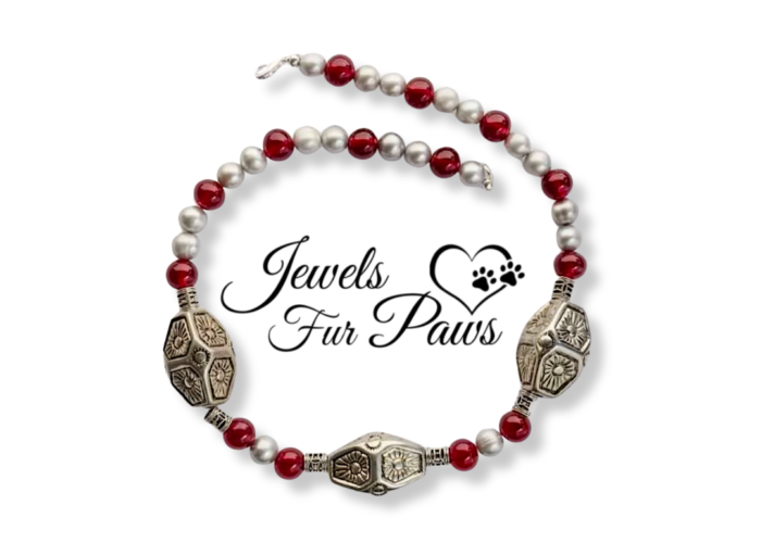 Vintage Silver Indian-Style Ethnic Beads Freshwater Pearls and Carnelian (L)
