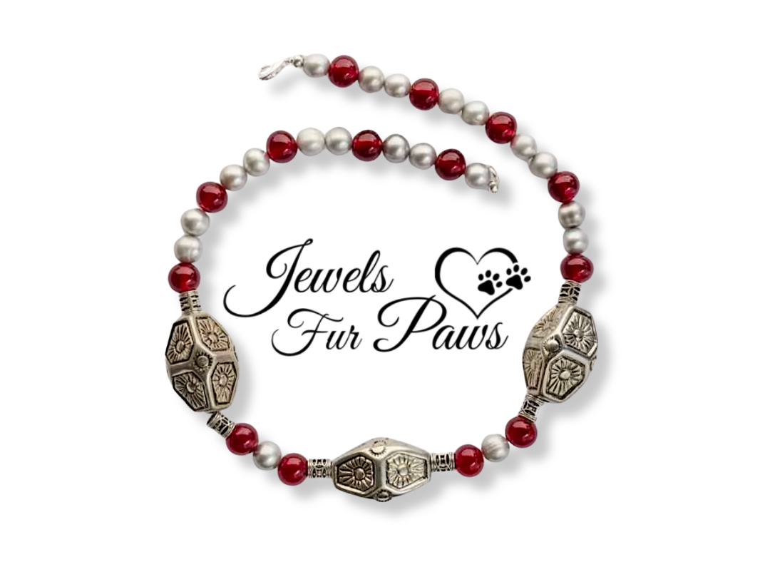 Vintage Silver Indian-Style Ethnic Beads Freshwater Pearls and Carnelian (L)