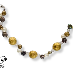 Three Antique Gold Plated Beads with Colored Freshwater Pearls (XS)