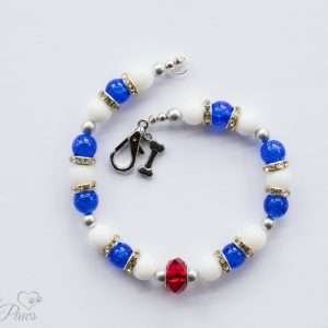 Patriotic Collection-Red Egyptian Pave Bead, Blue Glass Beads, and White Glass Beads, Charms S-XXL