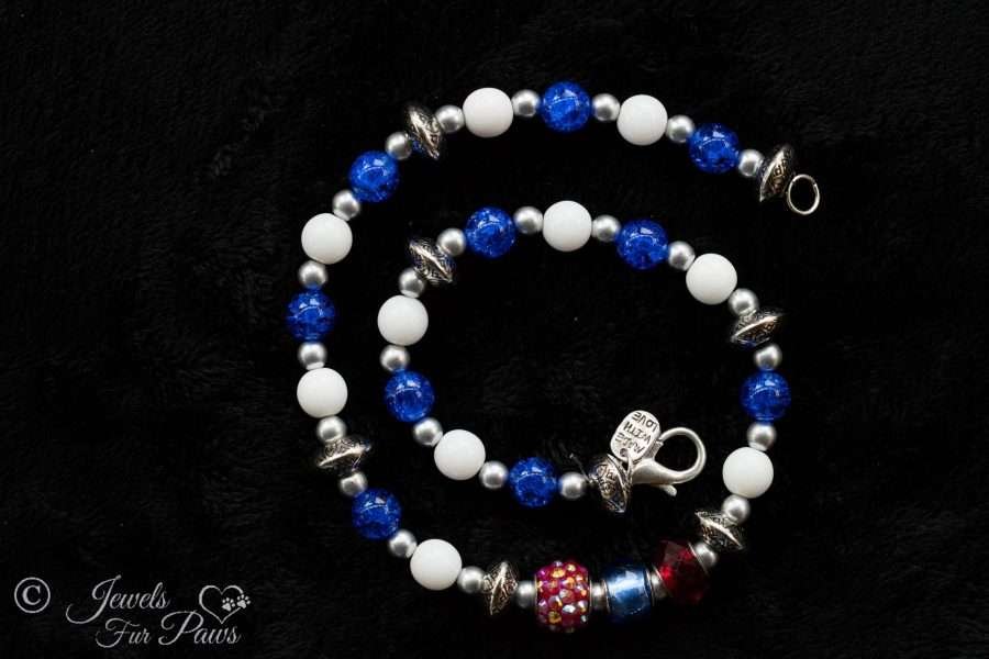 Handmade Patriotic Bead Necklace – Red White Blue Beaded Jewelry for Dogs & Cats, 4th of July Pet Accessory, Sizes S–XXL - Image 3