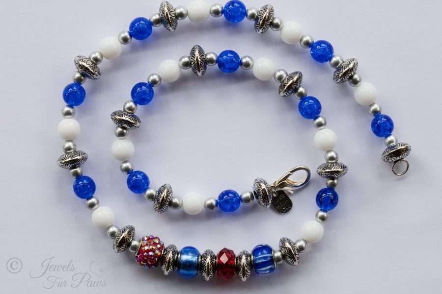 Handmade Patriotic Bead Necklace – Red White Blue Beaded Jewelry for Dogs & Cats, 4th of July Pet Accessory, Sizes S–XXL - Image 5