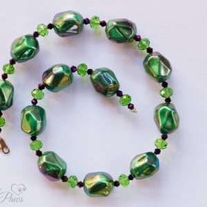 Green Bauble Beads with Green Swarovski Crystal Spacers
