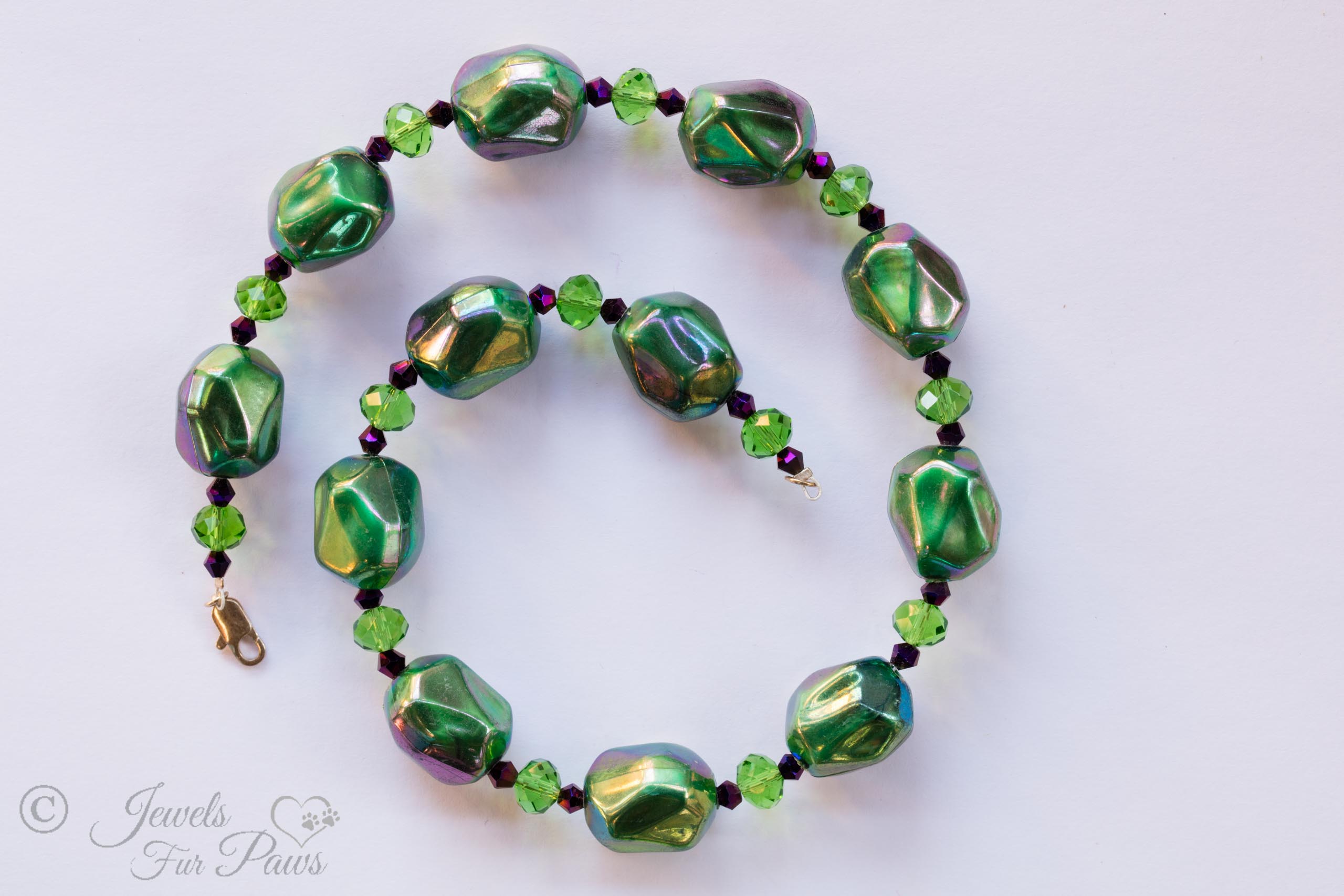 Green Bauble Beads with Green Swarovski Crystal Spacers