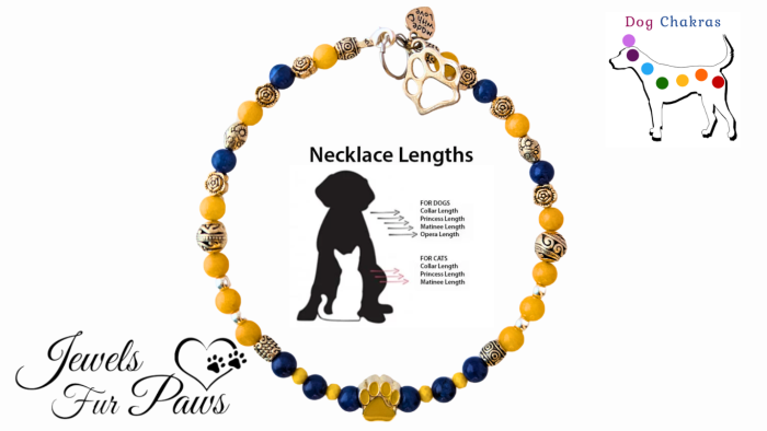 12-inch Solar Plexus and Third Eye Chakra Necklace for Pets - Yellow Jade & Lapis - Image 2