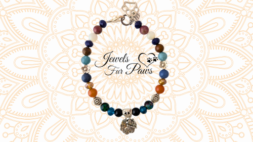 Handcrafted Root, Sacral, and Throat Chakra Necklace for Pets with Aquamarine, Black Onyx, and Orange Calcite beads, silver spacers, and a dragonfly charm, designed to balance energy and promote emotional well-being.g.