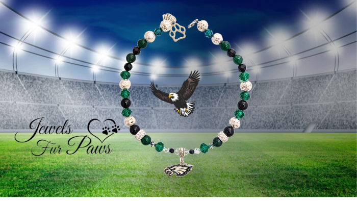 Show your team spirit and support your pet’s well-being with the Philadelphia NFL Eagles Charm Necklace!