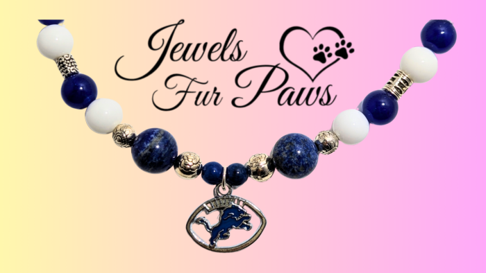 Detroit Lions Pet Necklace  Inches Gemstones &  Football Accessory for Fans & Pets - Image 4