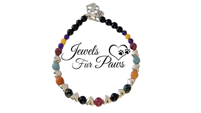 12-Inch Pet Chakra Necklace with Aquamarine, Calcite & Black Onyx for Emotional Balance, Healing & Well-Being - Image 3