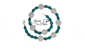 Handmade beaded dog necklace with crystal glass beads for small pets.