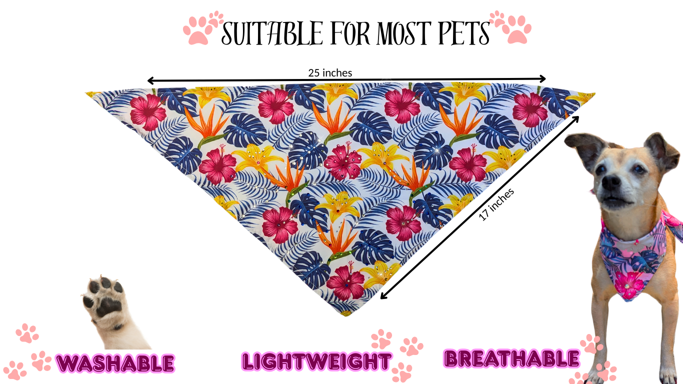 Summer floral dog bandana with rhinestones