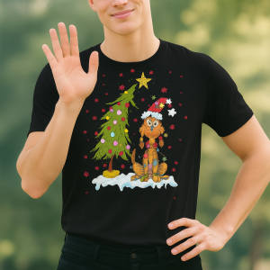 Grinch Dog Christmas Tree Shirt, Funny Holiday Graphic Cotton T-Shirt, Relaxed Fit