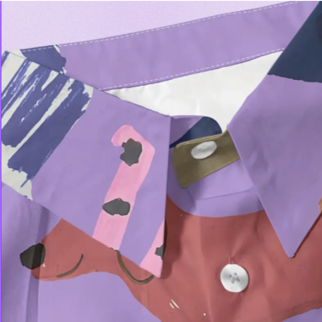 Women’s Puppy Print Button, Front Shirt, Multicolor Blouse with Lapel Collar, Cute Dog Pattern Top for Pet Lovers, Spring/Fall Fashion - Image 3