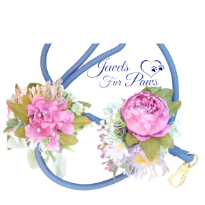 Elegant Blue Floral Dog Leash