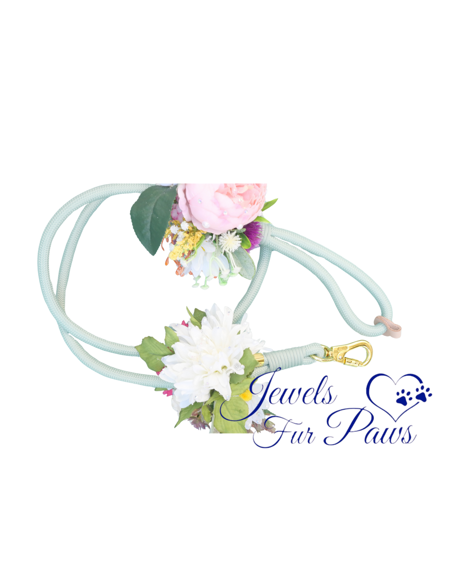 Elegant Green Floral Dog Leash - Image 3