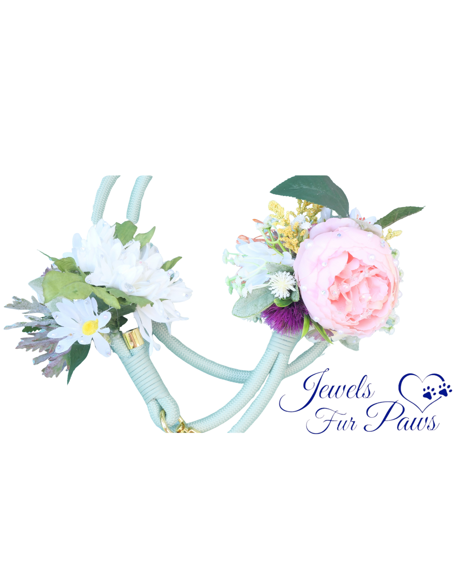 Elegant Green Floral Dog Leash