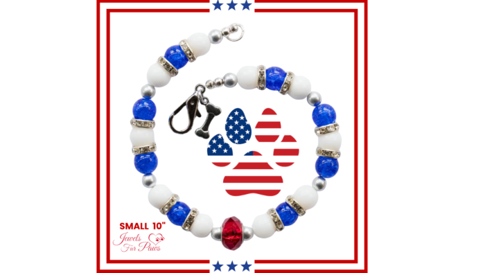 Patriotic Collection-Red Egyptian Pave Bead, Blue Glass Beads, and White Glass Beads, Charms S-XXL