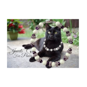 ✨Czech Amethyst Crystals Rhinestone Pave and Blush Pink Beads Pet Necklace/Collar-Diva Collection ✨S 9"