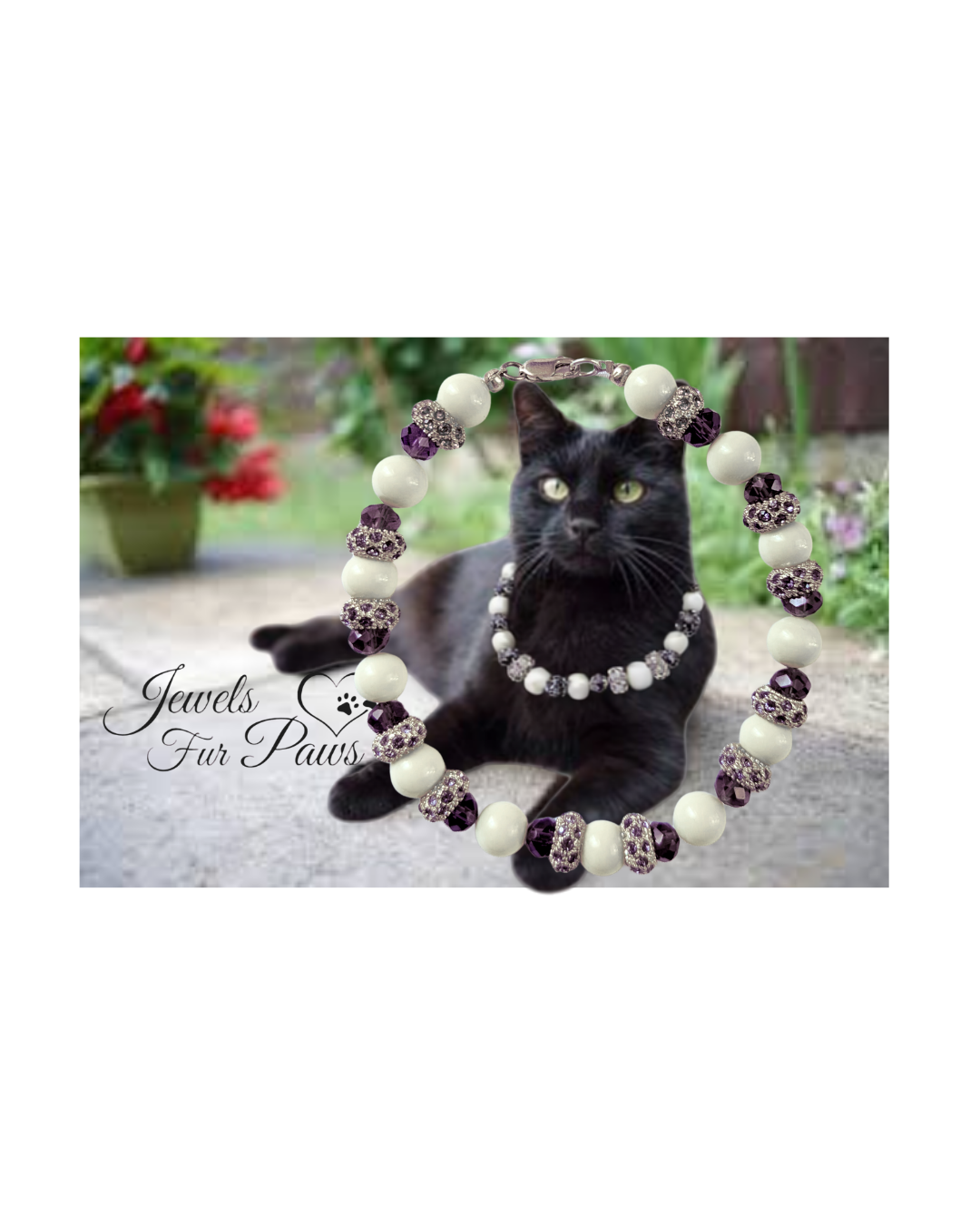 ✨Czech Amethyst Crystals Rhinestone Pave and Blush Pink Beads Pet Necklace/Collar-Diva Collection ✨S 9"