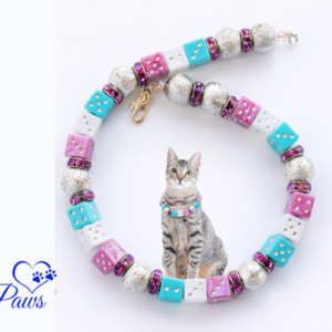 Adorable Fancy Pet Necklace with Pastel Lucky Dice, Cute Handmade Pet Jewelry 🐾💖