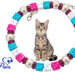 Adorable Fancy Pet Necklace with Pastel Lucky Dice, Cute Handmade Pet Jewelry 🐾💖